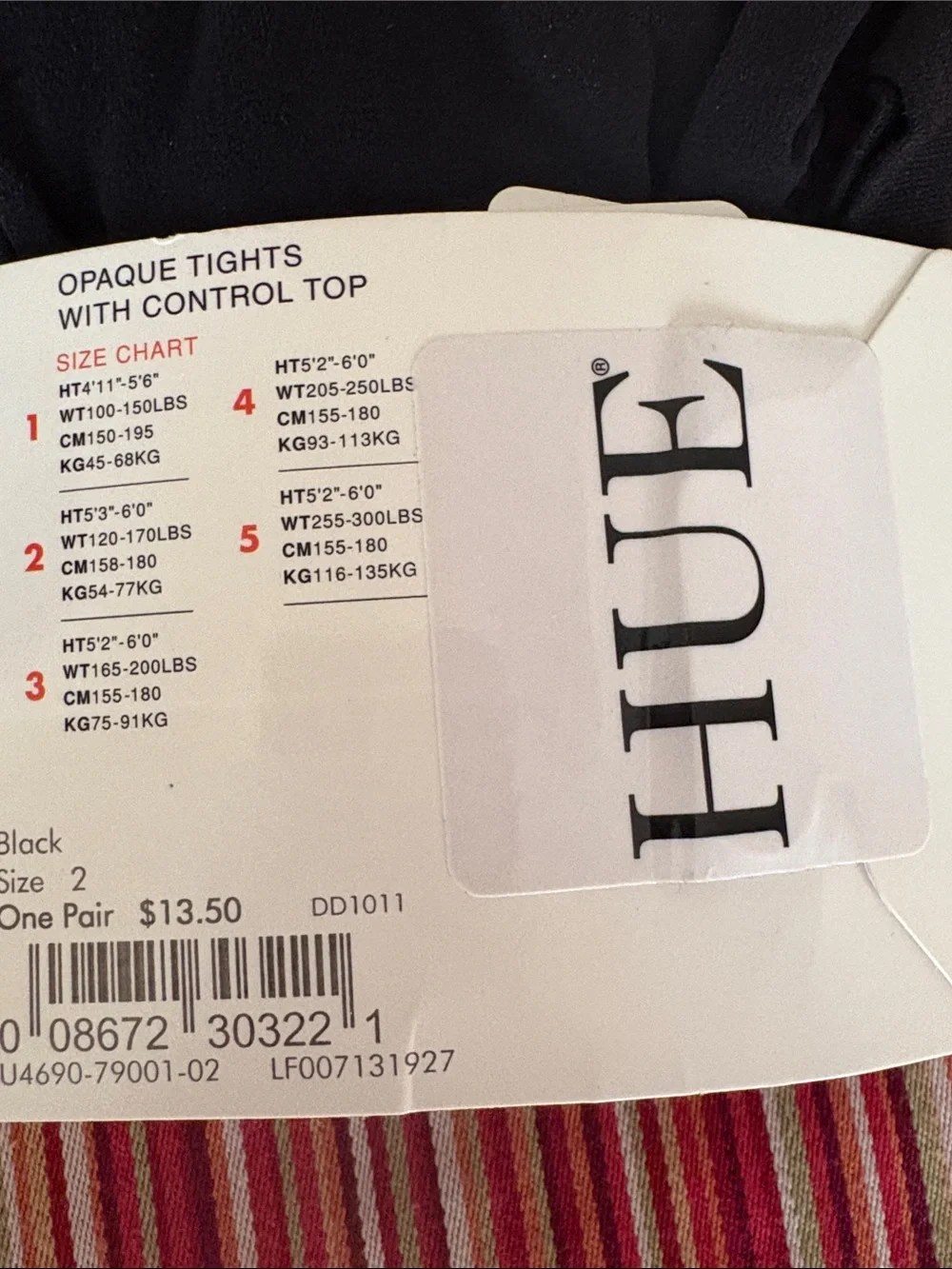 NWT Opaque Black Tights with Control Top in Size 2